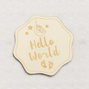 3/$15 🌸 Hello World Wooden Baby Milestone Disc Birth Announcement Newborn Prop